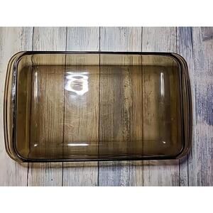 VTG PYREX Rectangle Amber Brown 28x18X4 cm Casserole Dish CORNING Baking Pan 232
